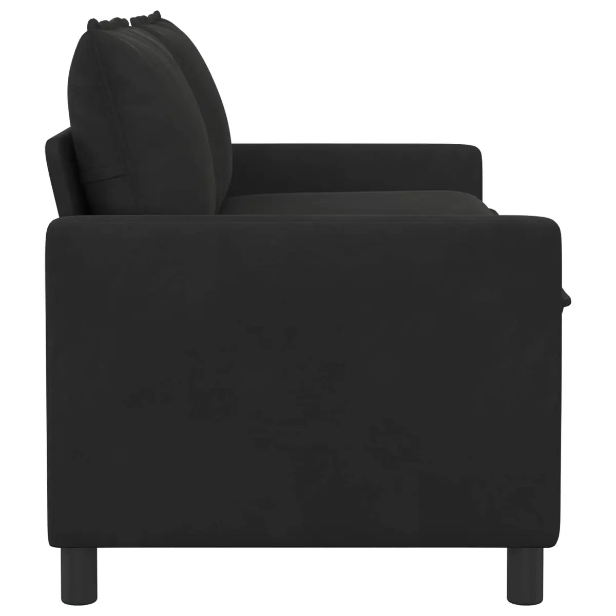 Black Velvet Sofa Modern Rectangular Couch Indoor Seating Metal Frame