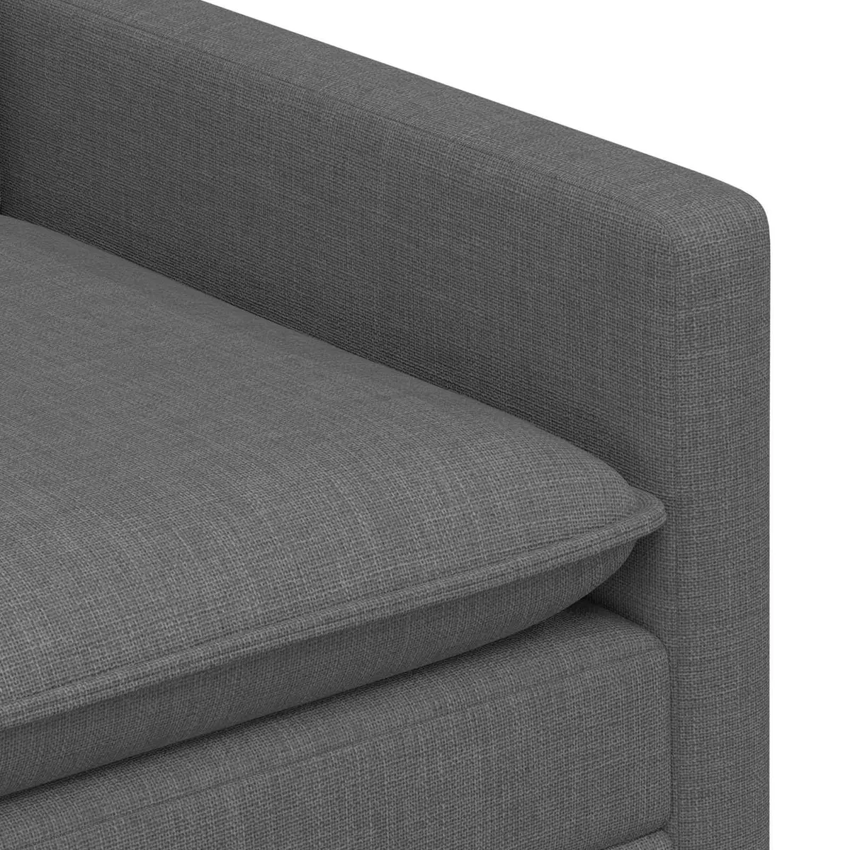 Dark Grey Fabric Sofa Modern Style 196cm Metal Frame