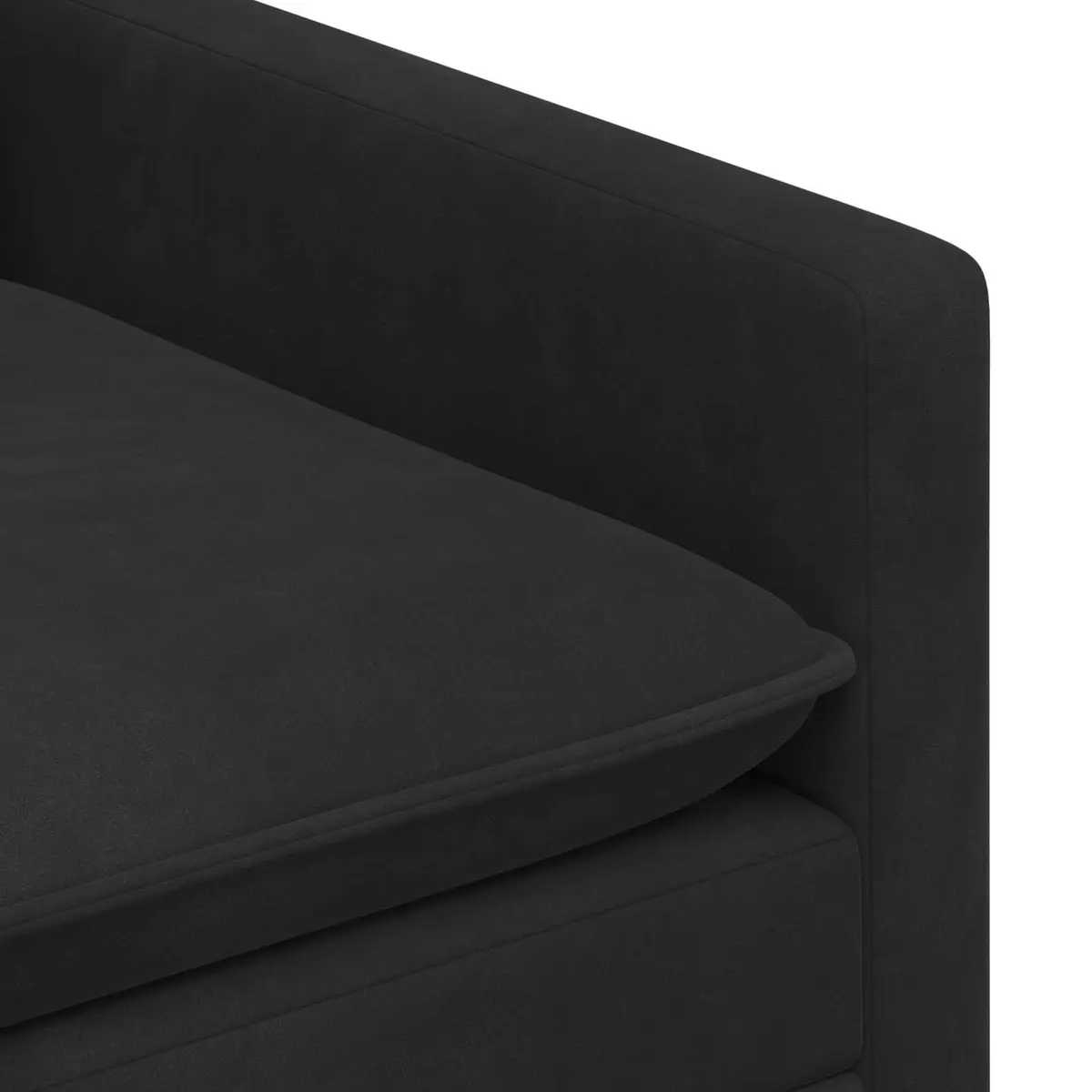 Black Velvet Sofa Modern Living Room Furniture Rectangular Sleek Design Indoor