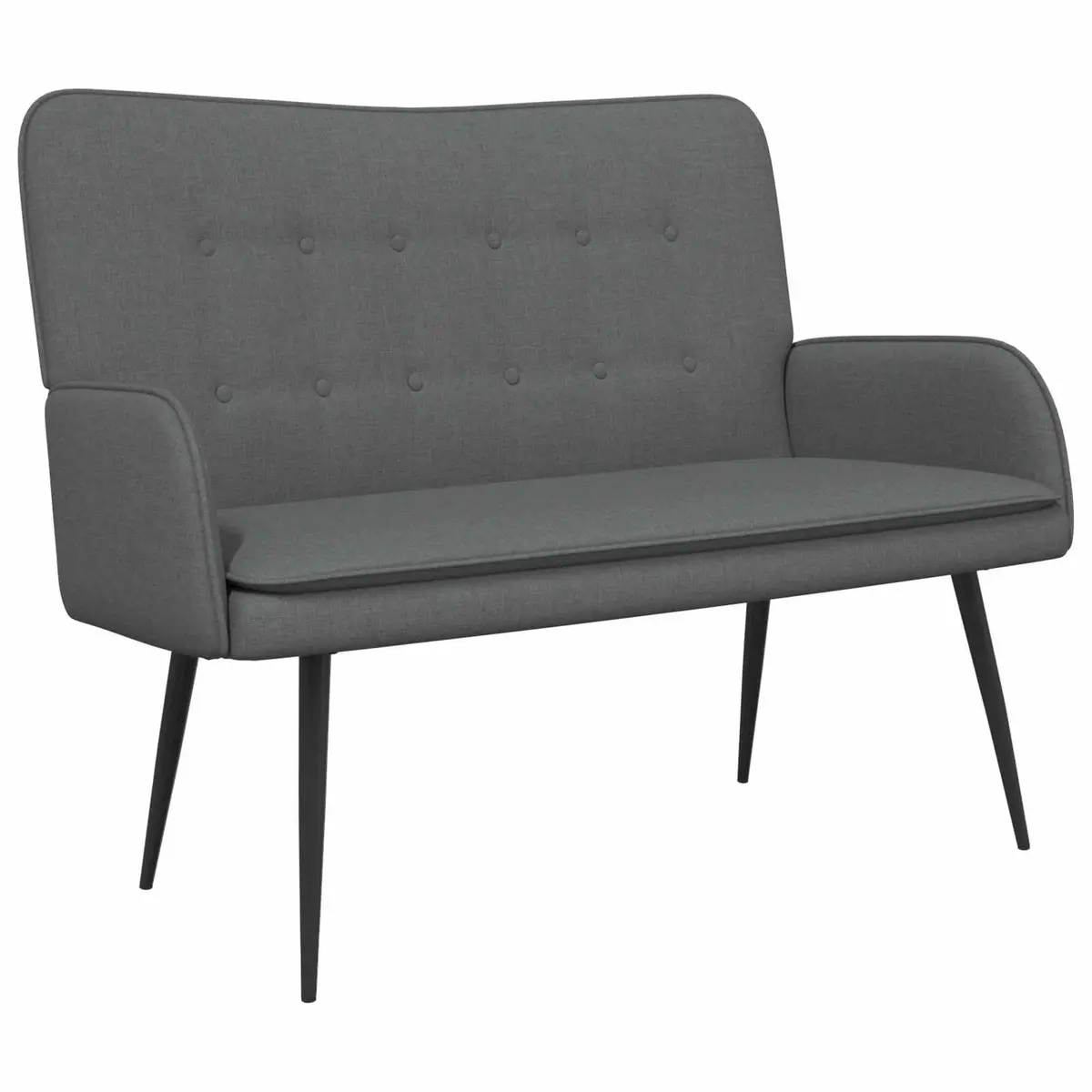 Grey Fabric 2-Seater Sofa with Button-Tufted Back