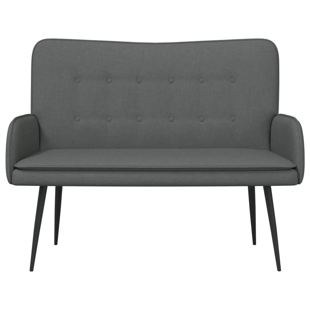 Grey Fabric 2-Seater Sofa with Button-Tufted Back