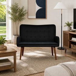 Black Velvet 2-Seater Sofa for Cozy Living Spaces