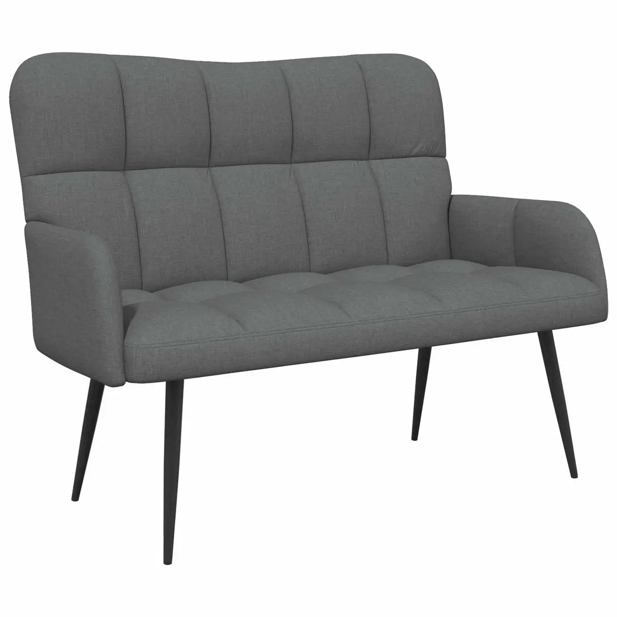 2-Seater Sofa Dark Grey Compact Loveseat Polyester Upholstery Engineered Wood and Metal Frame