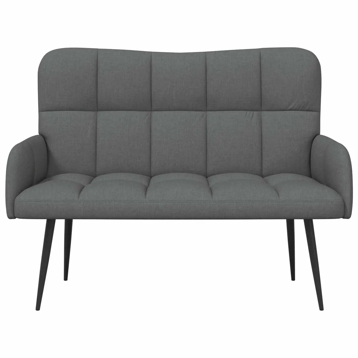 2-Seater Sofa Dark Grey Compact Loveseat Polyester Upholstery Engineered Wood and Metal Frame
