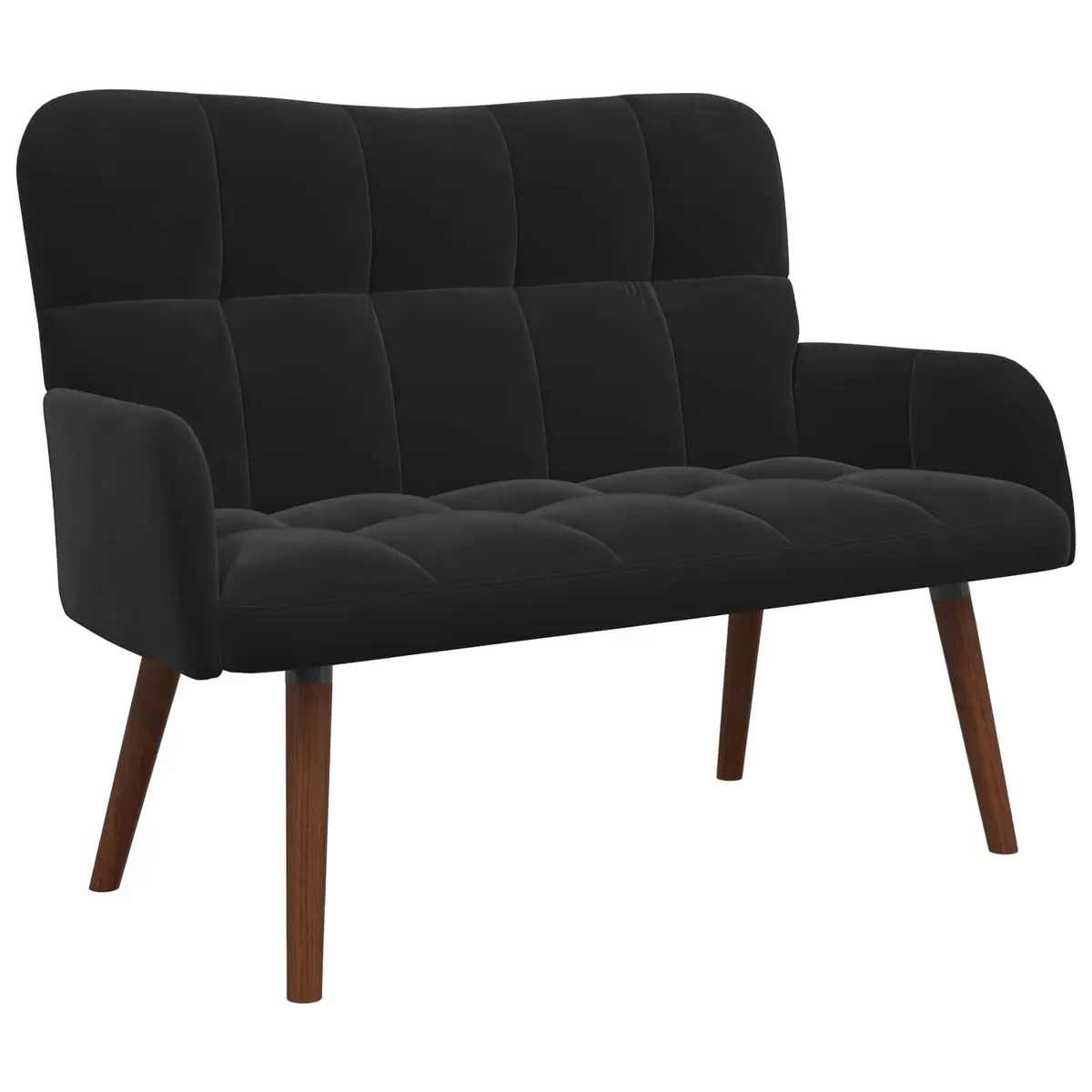 Black Velvet 2-Seater Sofa for Living Room or Bedroom