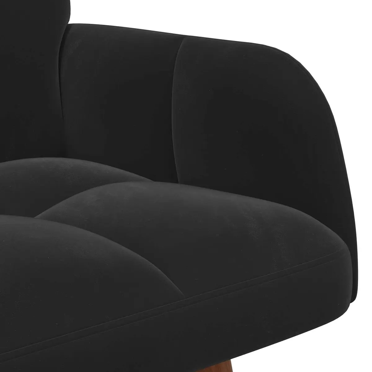 Black Velvet 2-Seater Sofa for Living Room or Bedroom