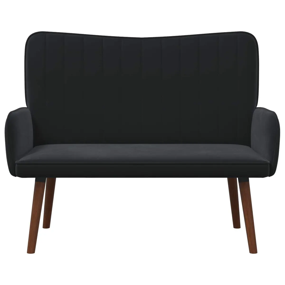 2-Seater Sofa Black Velvet Upholstery Living Room Furniture Compact Modern