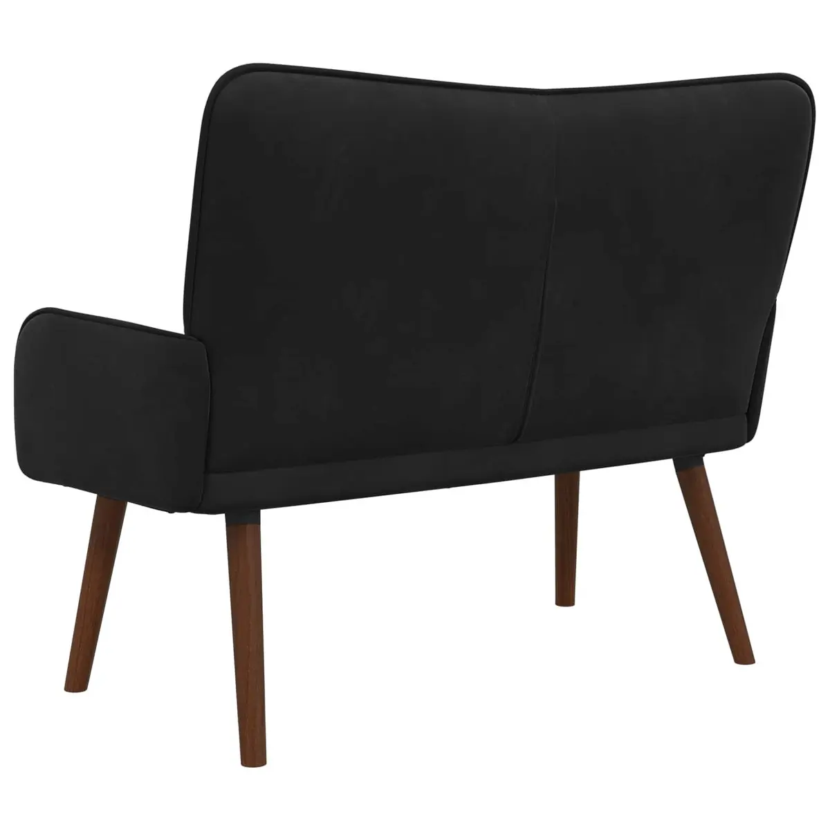 2-Seater Sofa Black Velvet Upholstery Living Room Furniture Compact Modern