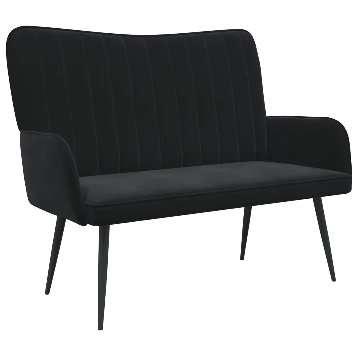 Black Velvet 2-Seater Sofa for Living Spaces