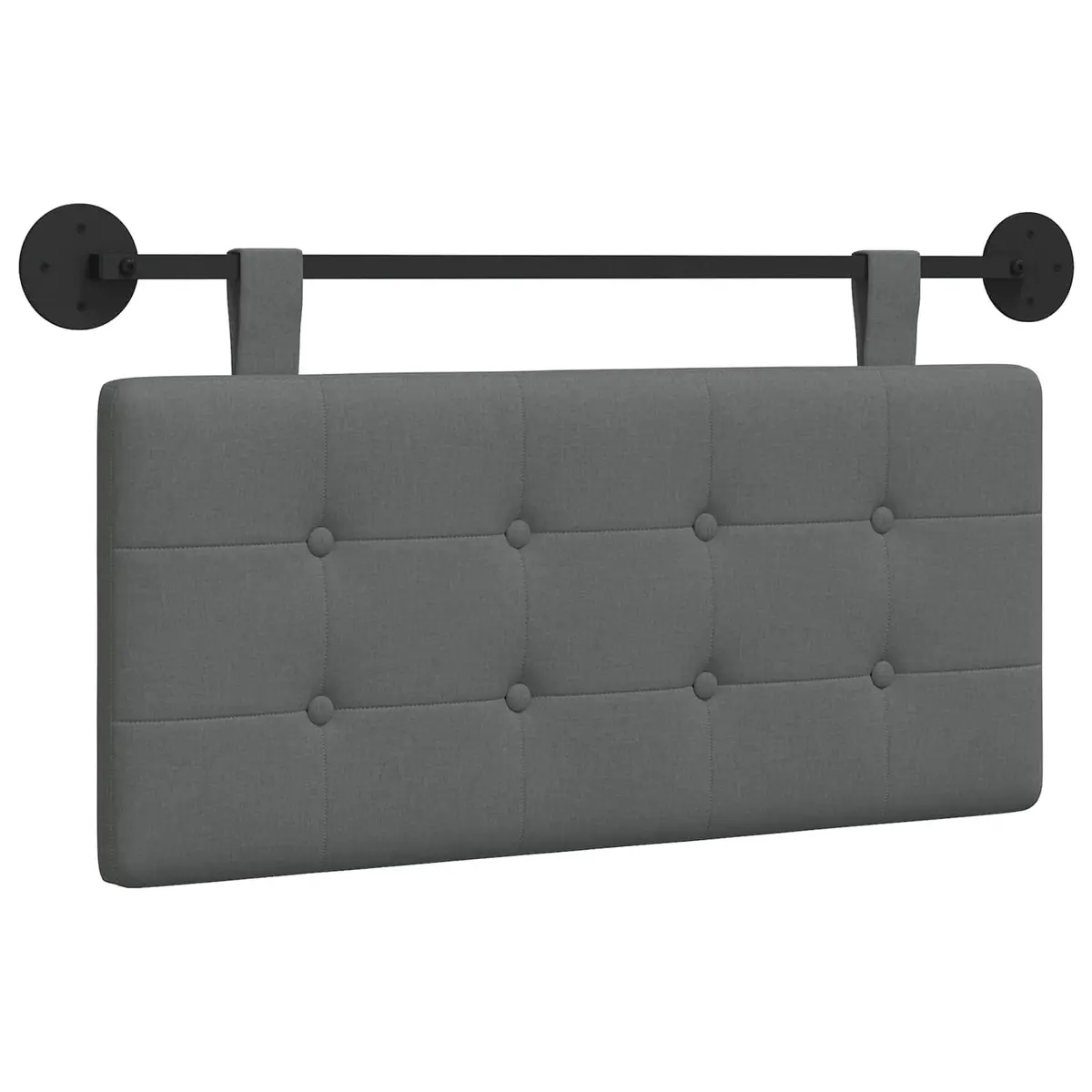 Upholstered Wall Mount Headboard Dark Grey Fabric Modern Bedroom Decor