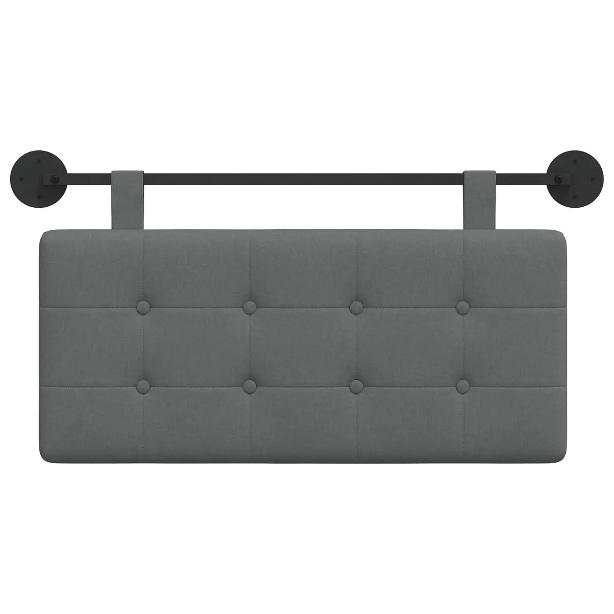 Upholstered Wall Mount Headboard Dark Grey Fabric Modern Bedroom Decor