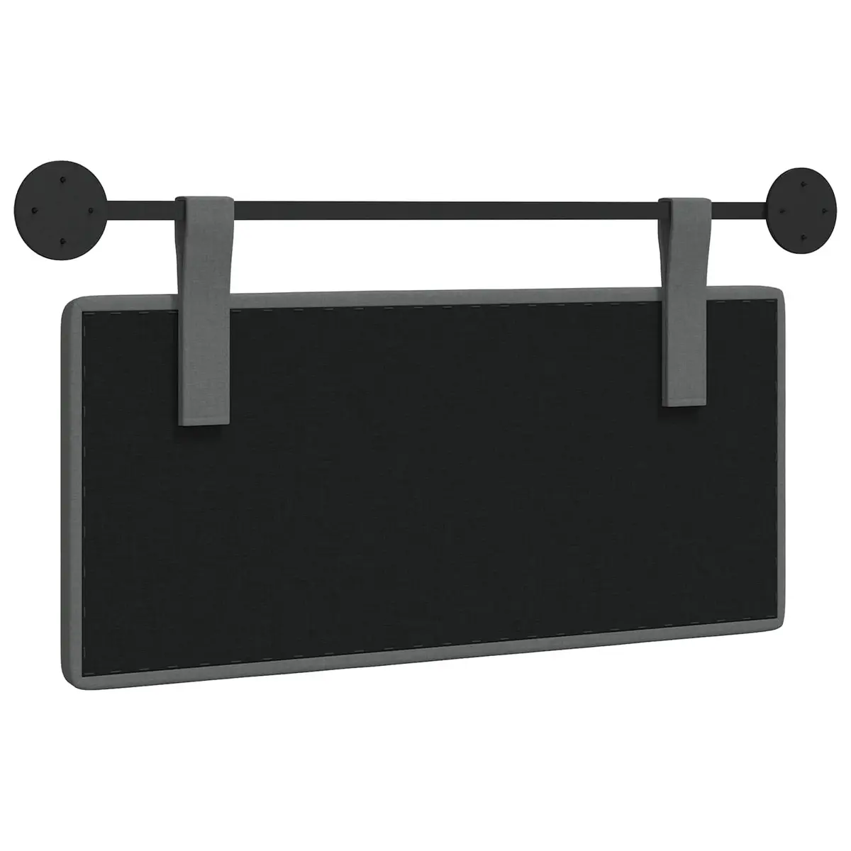 Upholstered Wall Mount Headboard Dark Grey Fabric Modern Bedroom Decor