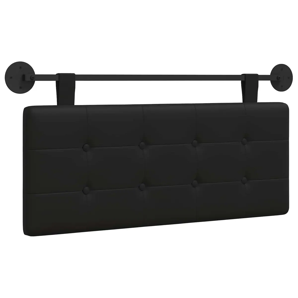 Hanging Headboard Black Modern Wall-Mounted Upholstered Backrest Size Soft Breathable PVC Cotton Polyester Foam Padding