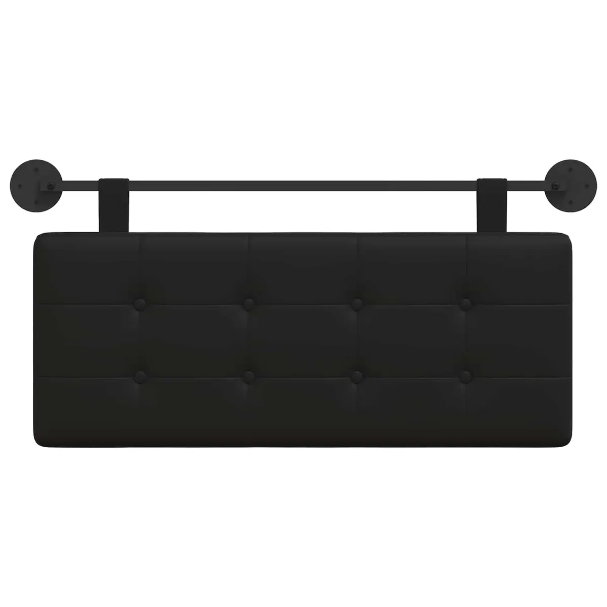 Hanging Headboard Black Modern Wall-Mounted Upholstered Backrest Size Soft Breathable PVC Cotton Polyester Foam Padding