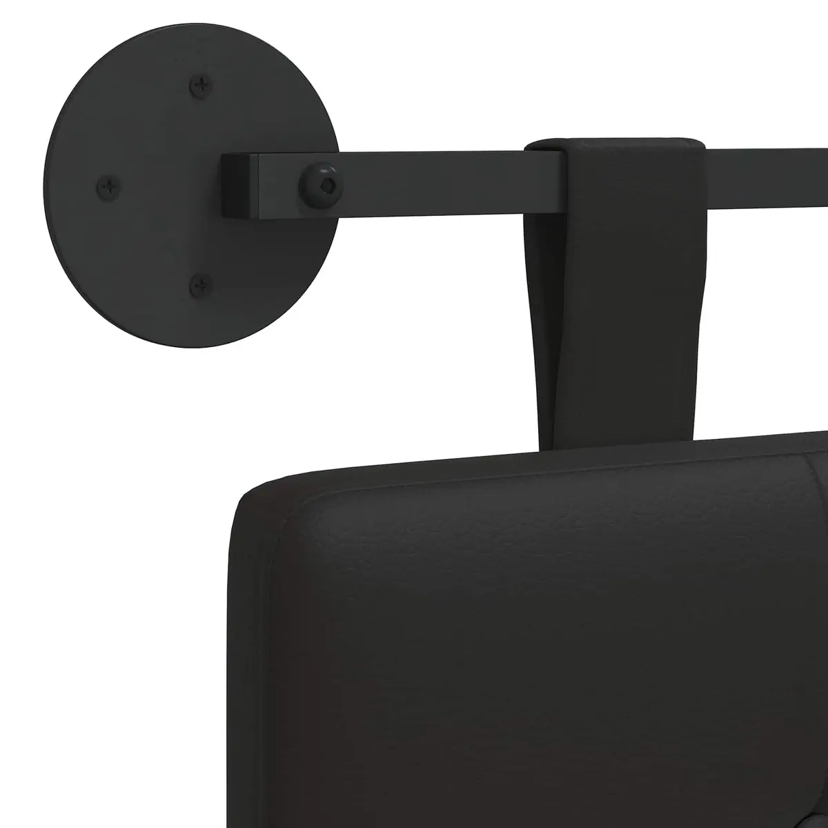 Hanging Headboard Black Modern Wall-Mounted Upholstered Backrest Size Soft Breathable PVC Cotton Polyester Foam Padding