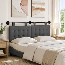 Upholstered Grey Fabric Hanging Headboard for Bedrooms