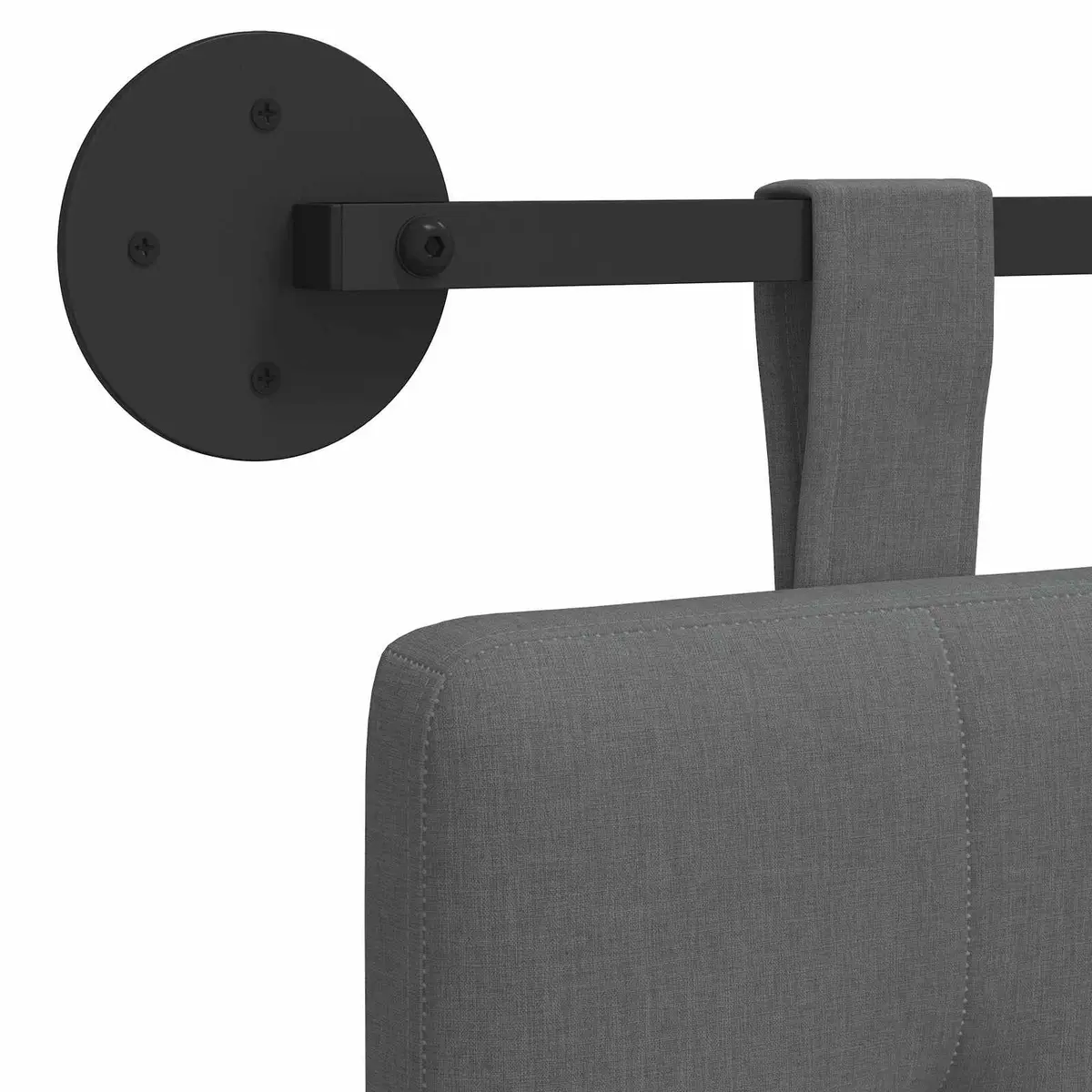 Hanging Headboard Grey Fabric Wall Mount Bedroom Upholstered Modern Decor
