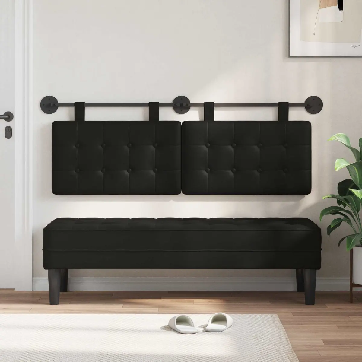 Black Wall-Mounted Headboard for Comfort and Style