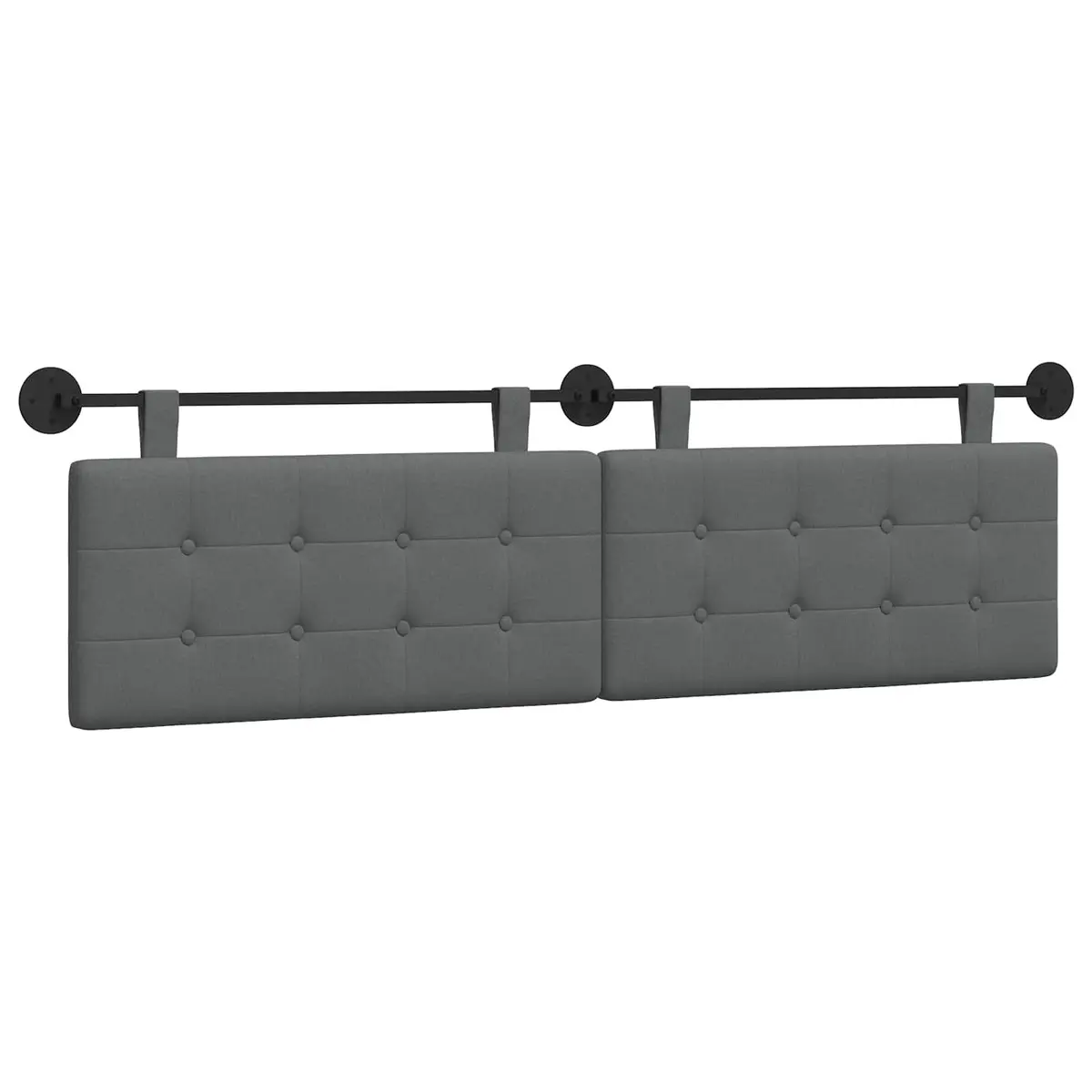 Wall-Mounted Hanging Headboard in Grey Fabric