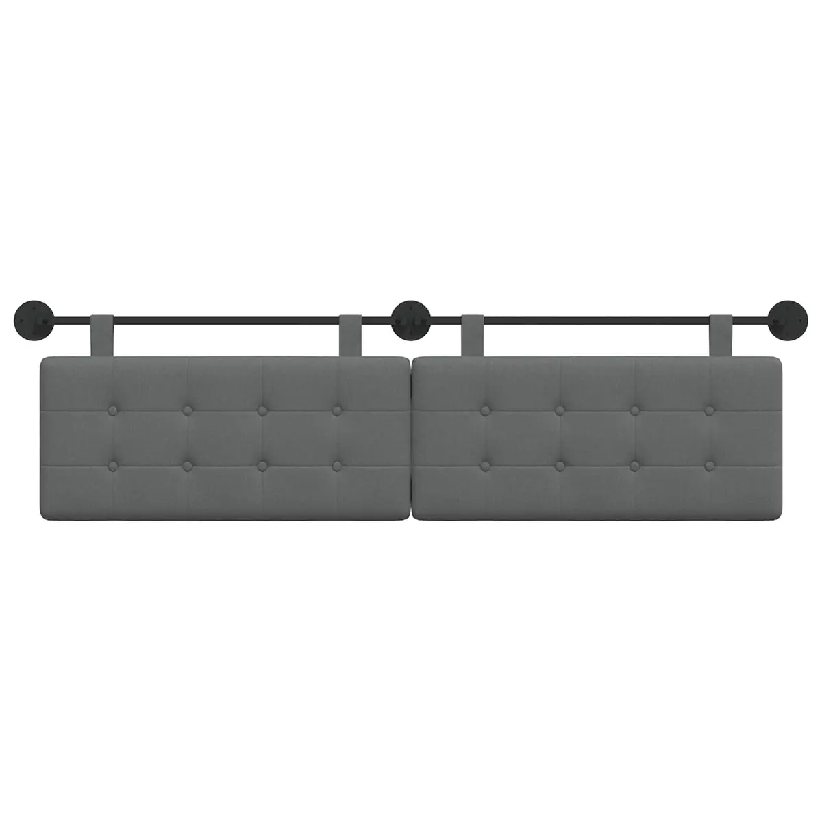 Wall-Mounted Hanging Headboard in Grey Fabric