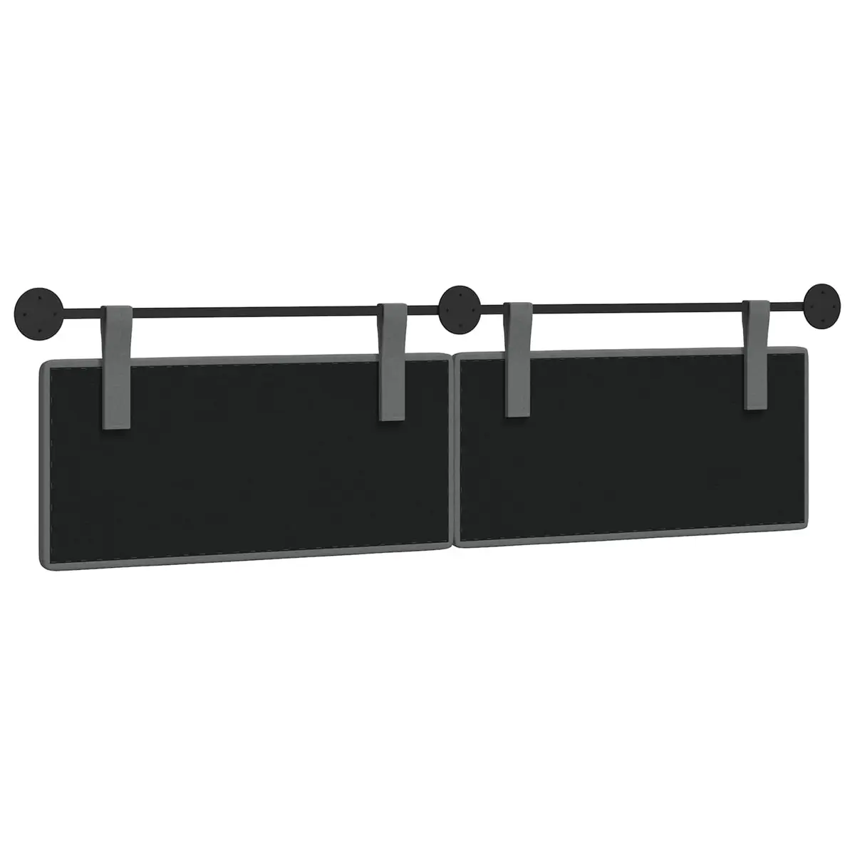 Wall-Mounted Hanging Headboard in Grey Fabric