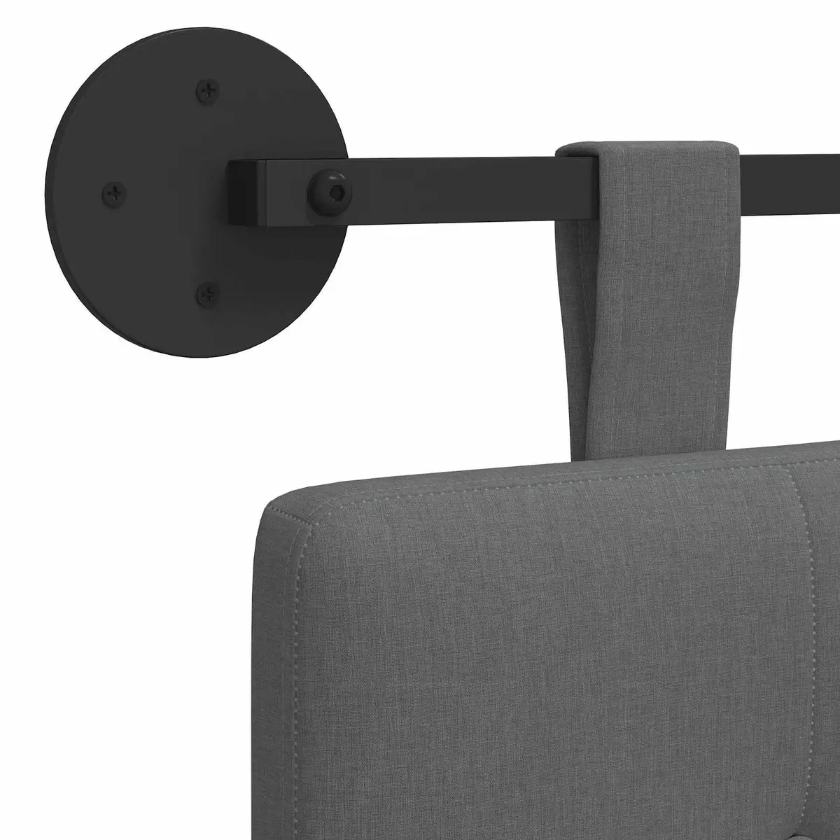 Wall-Mounted Hanging Headboard in Grey Fabric