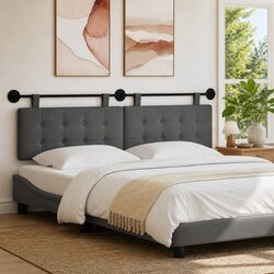 Grey Fabric Wall-Mounted Headboard for Modern Bedrooms