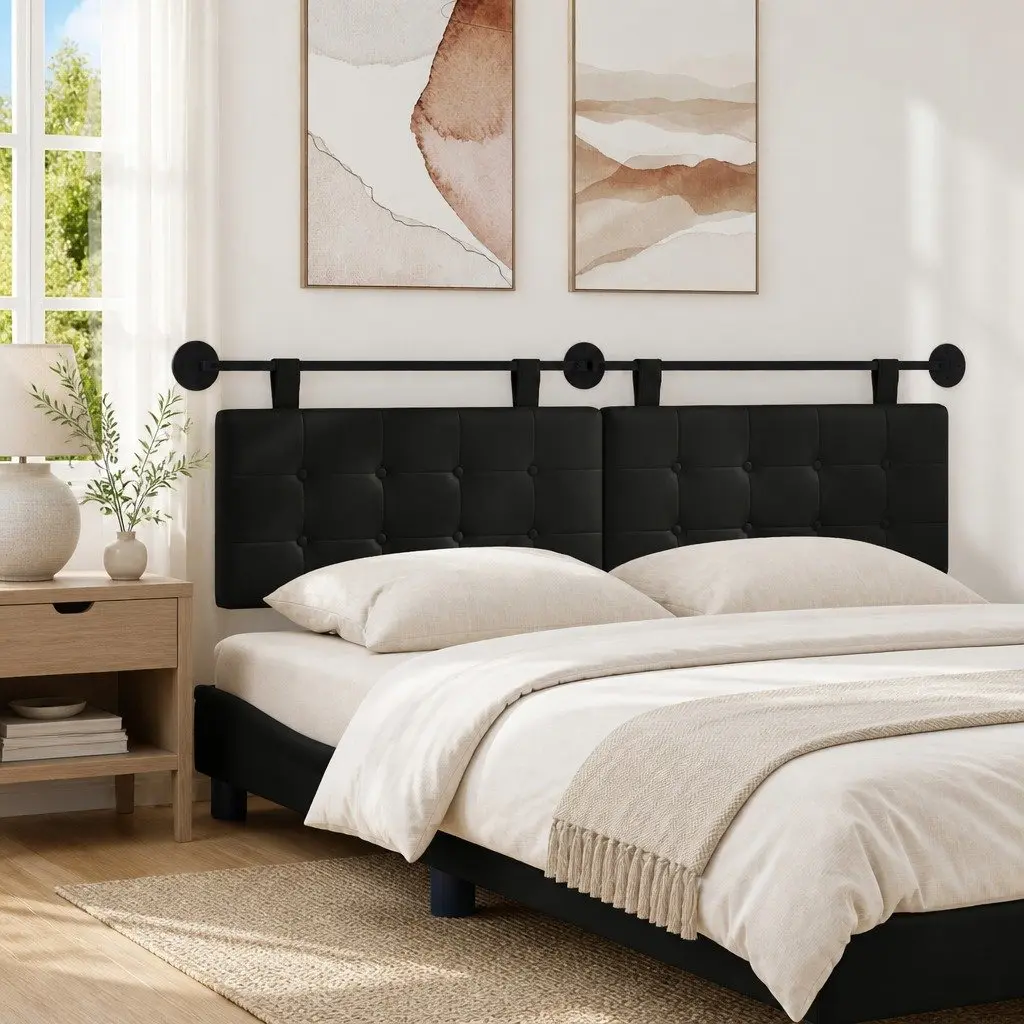 Black Wall-Mounted Hanging Headboard