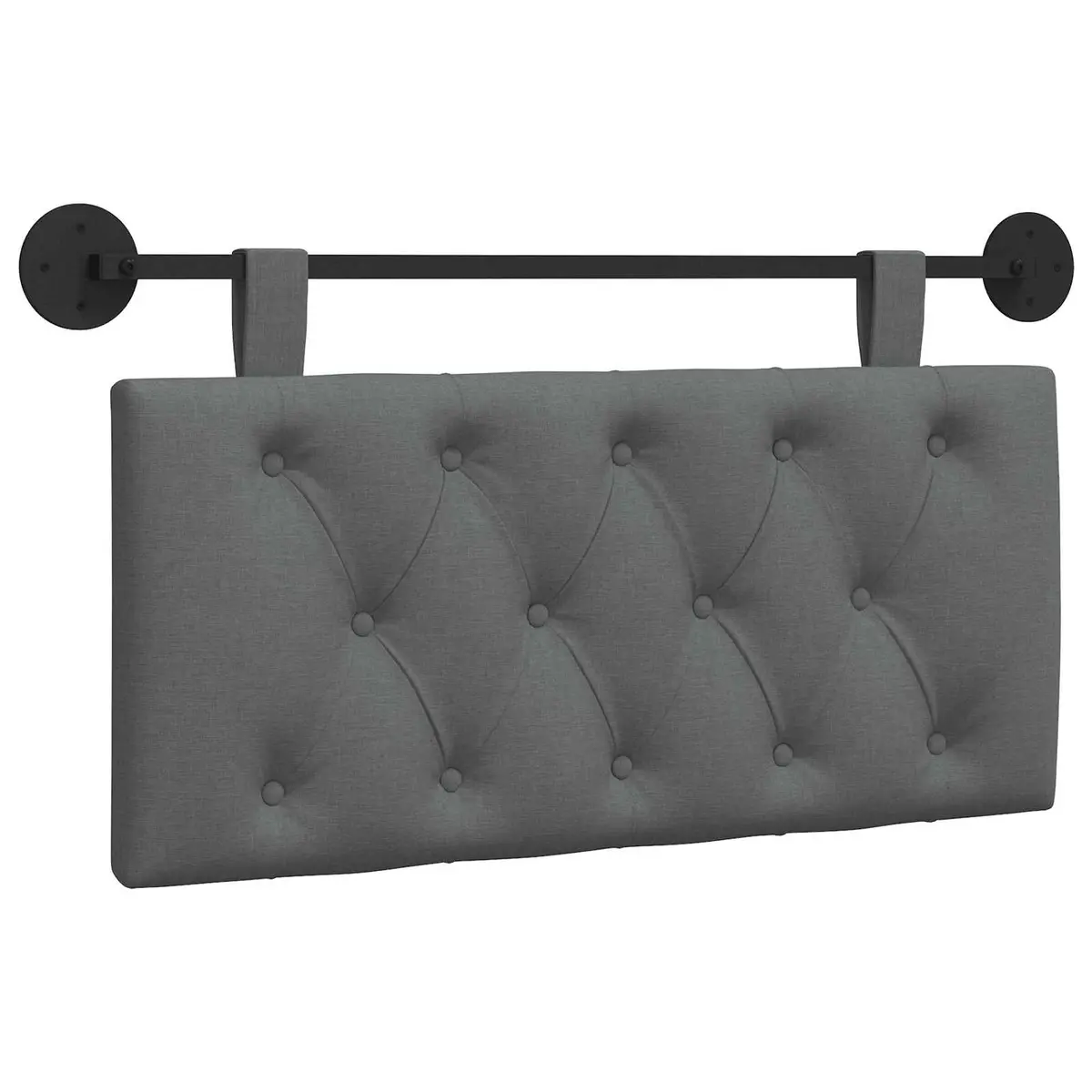 Hanging Headboard Wall-Mounted Grey Fabric Upholstered Soft-Touch Engineered Wood