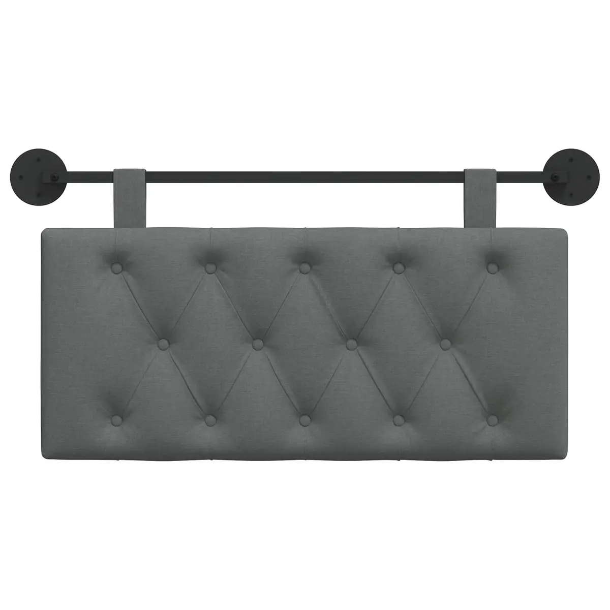Hanging Headboard Wall-Mounted Grey Fabric Upholstered Soft-Touch Engineered Wood
