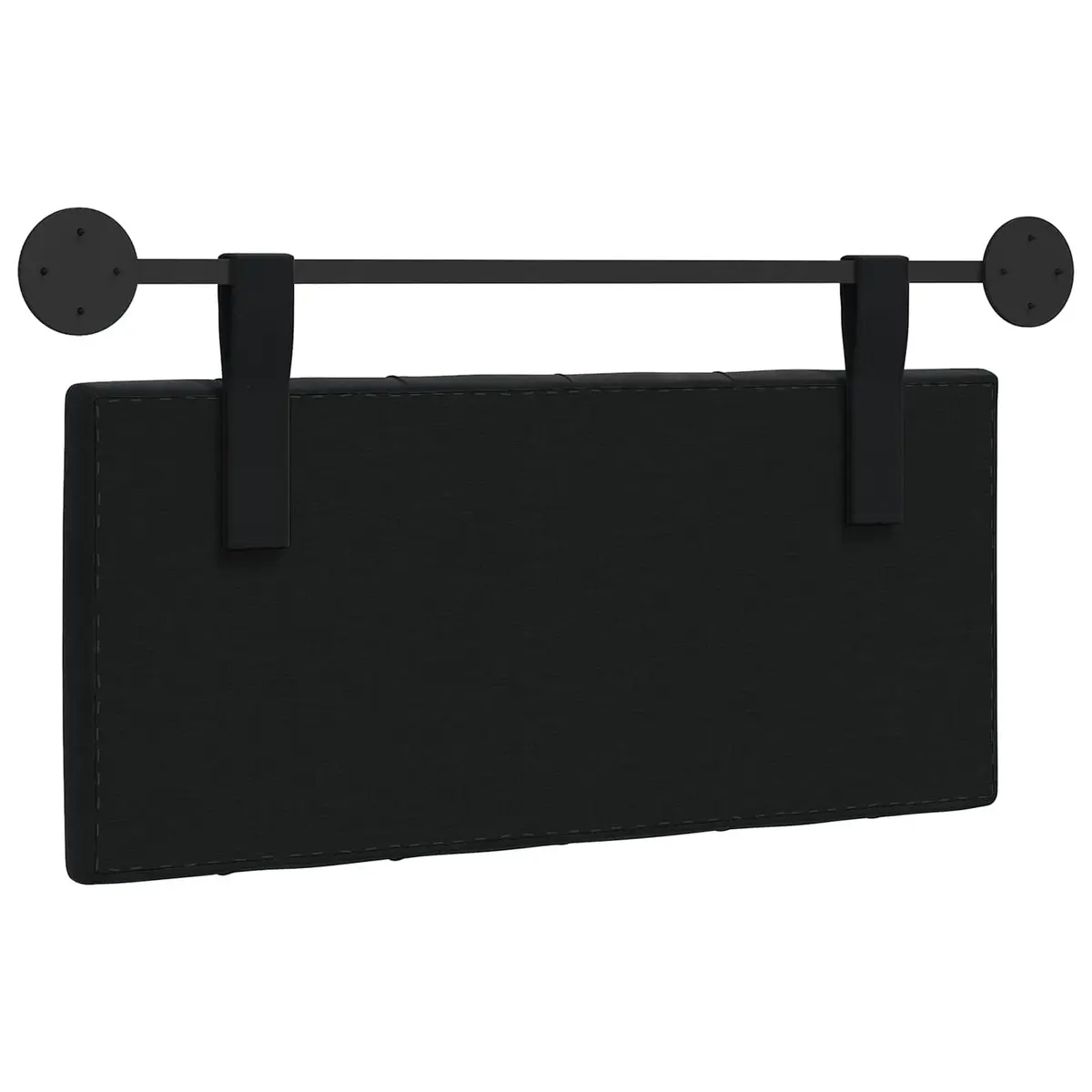 Hanging Headboard Modern Black Velvet Button Tufted Wall Mount with LED Light