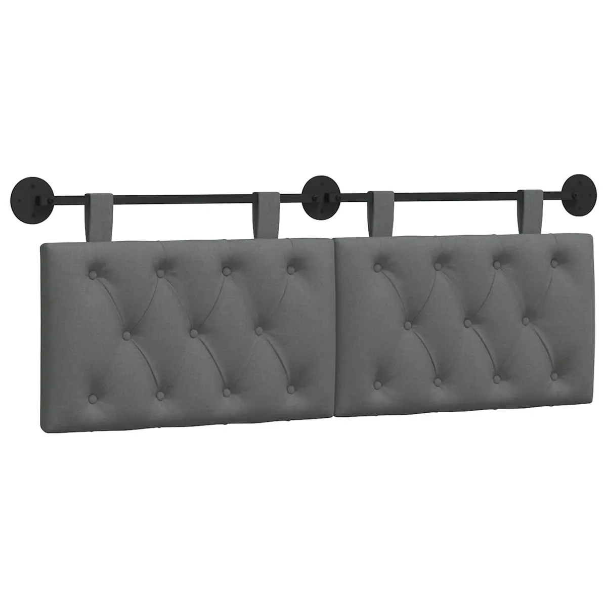 Hanging Headboard Wall-Mounted Grey Fabric Soft Upholstered Engineered Wood