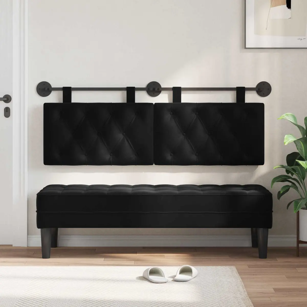 Velvet Hanging Headboard with LED Light