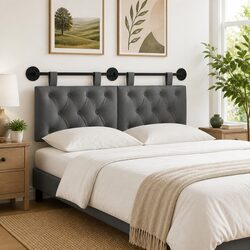 Stylish Dark Grey Fabric Hanging Headboard for Home