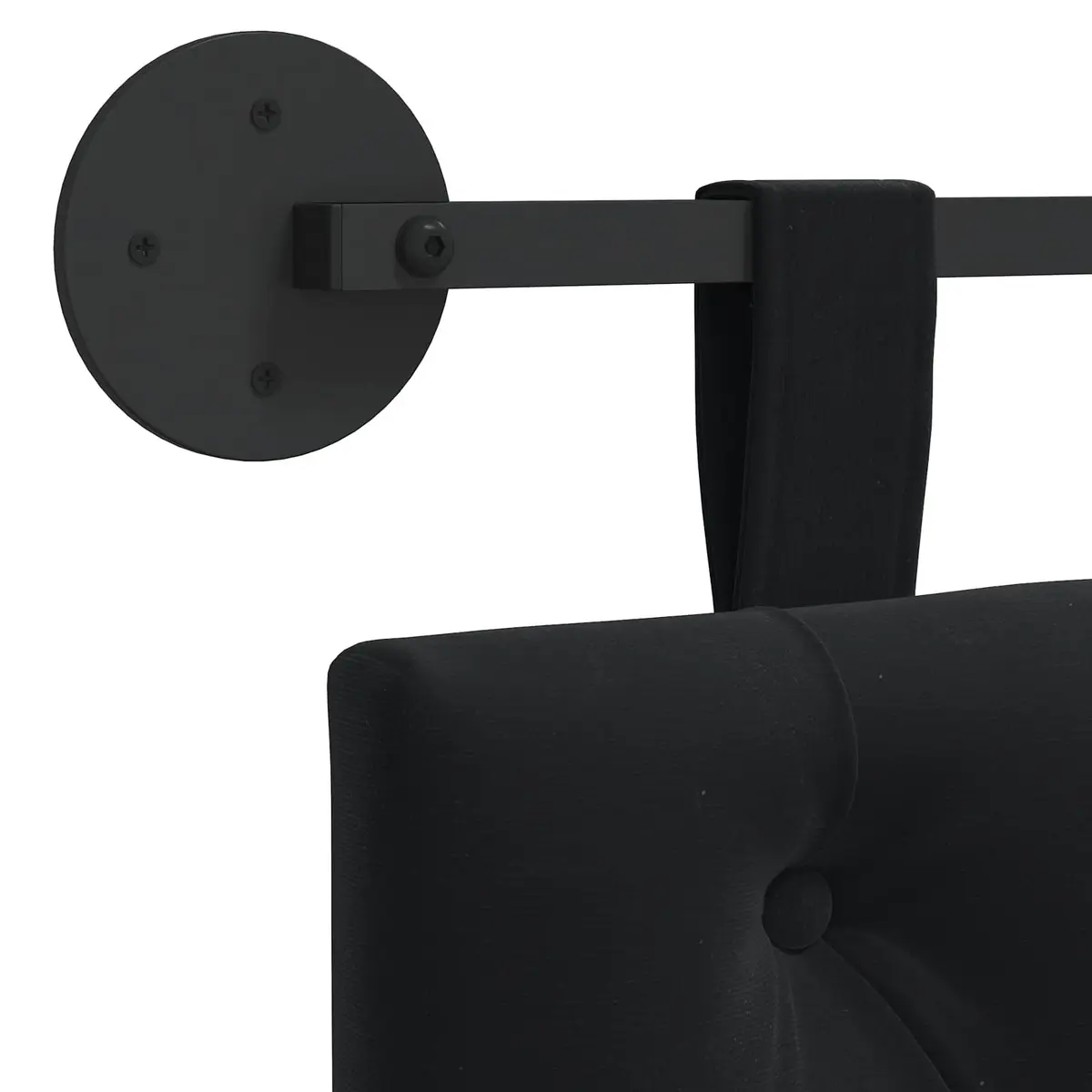 Black Velvet Hanging Headboard with LED Light