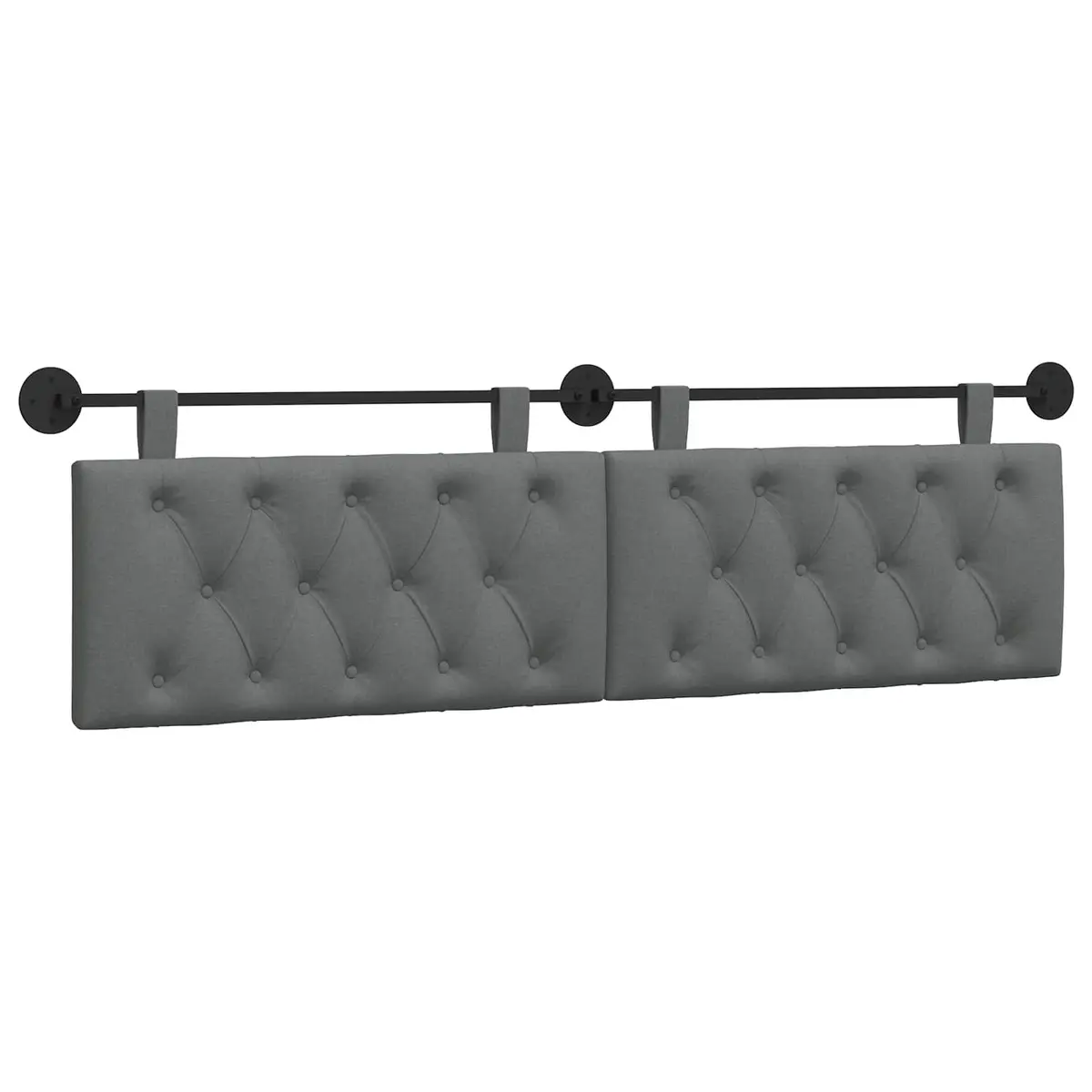 Wall-Mounted Grey Fabric Upholstered Headboard