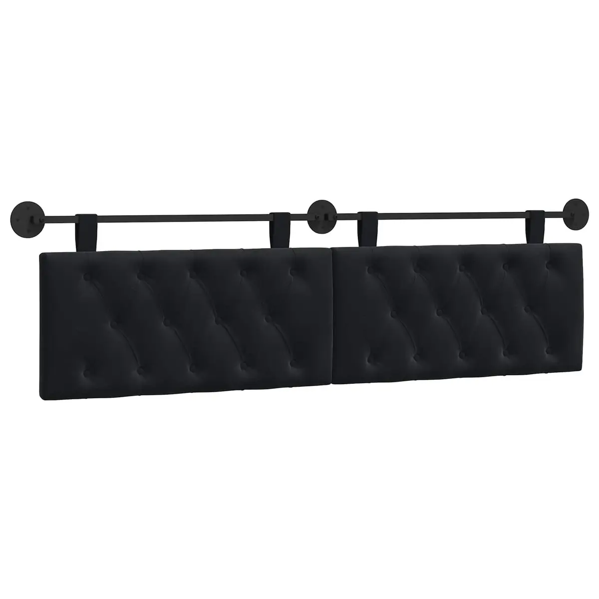 Black Velvet Hanging Headboard with LED Light