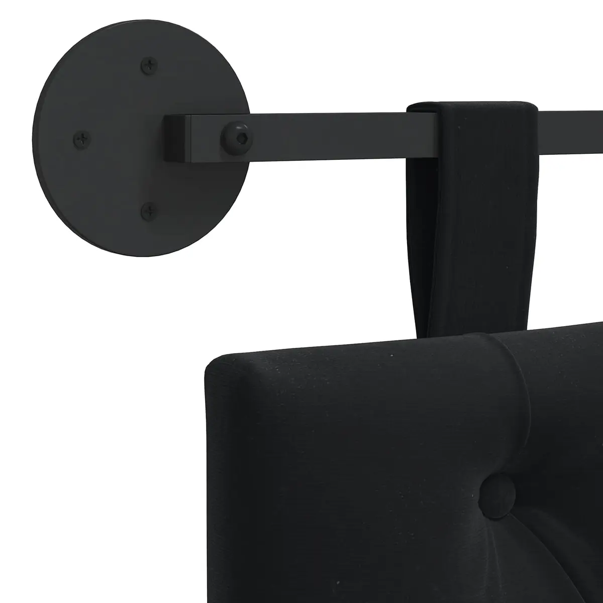 Black Velvet Hanging Headboard with LED Light