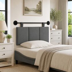 Modern Grey Fabric Hanging Headboard for Your Bedroom