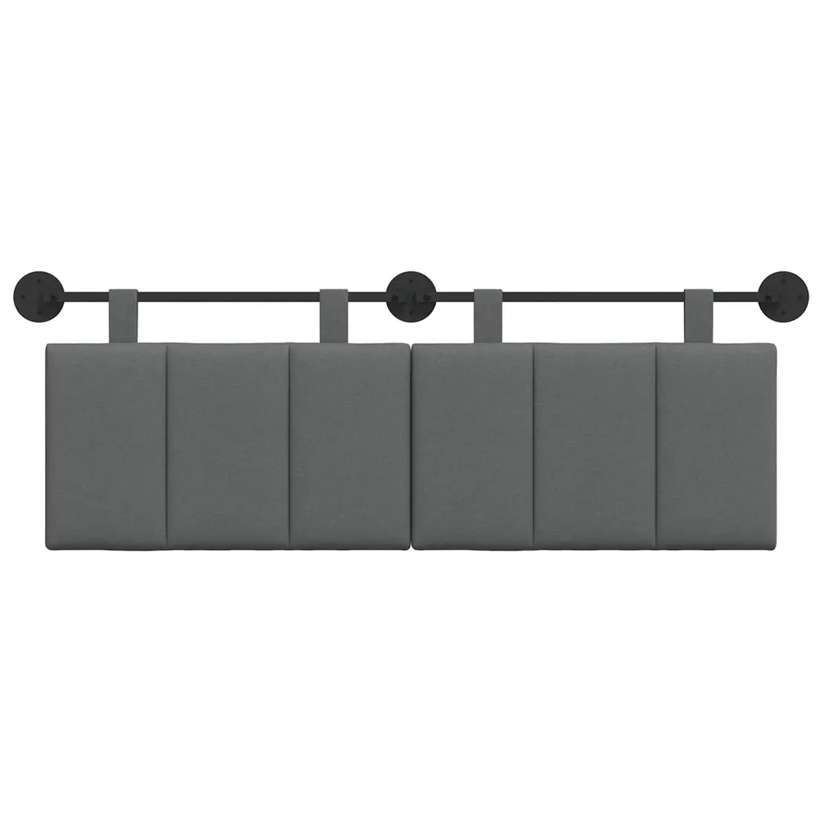 Upholstered Dark Grey Fabric Hanging Headboard