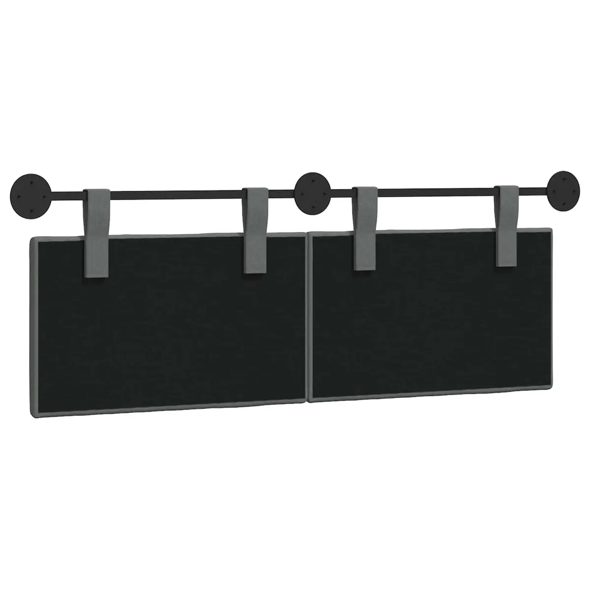 Upholstered Dark Grey Fabric Hanging Headboard