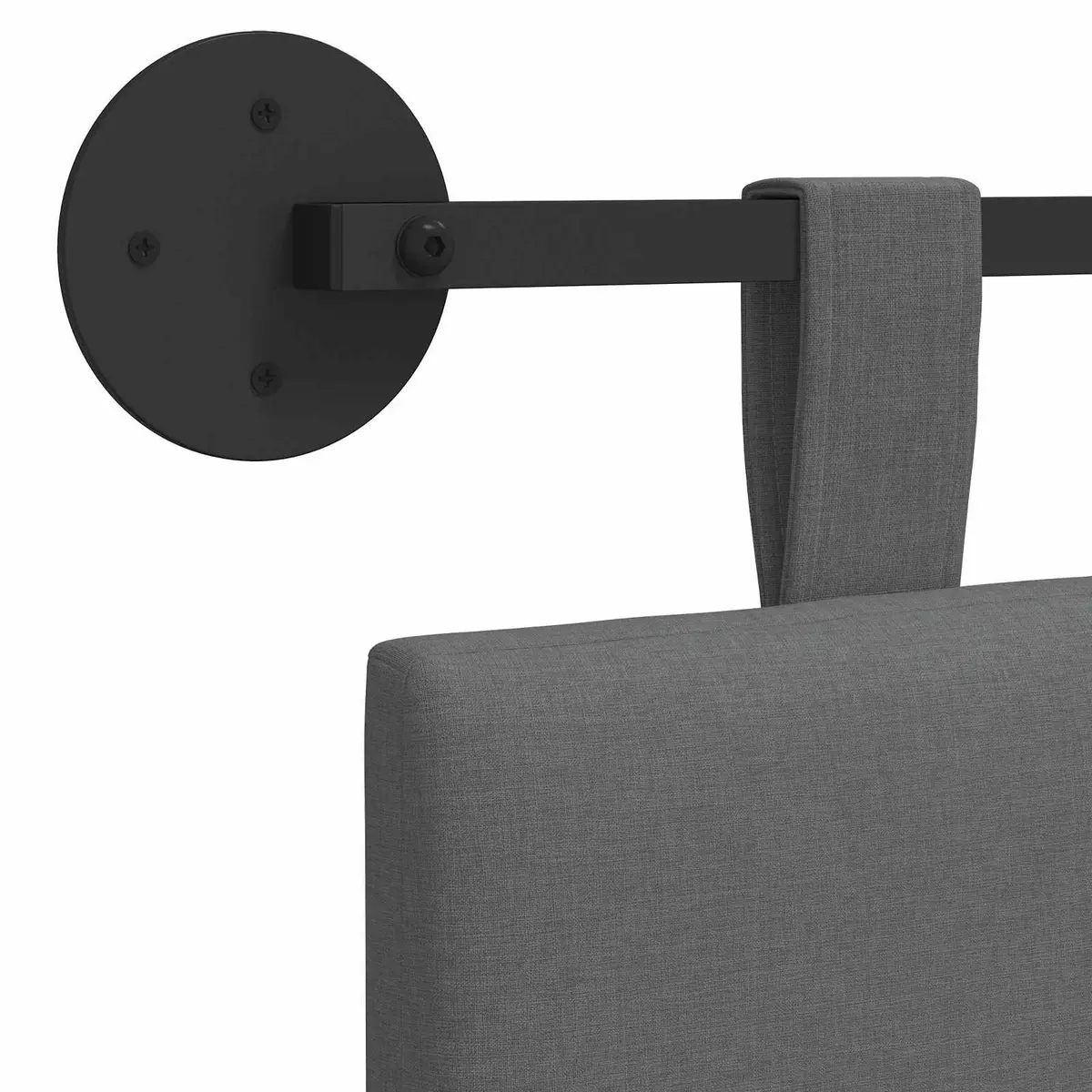 Upholstered Dark Grey Fabric Hanging Headboard
