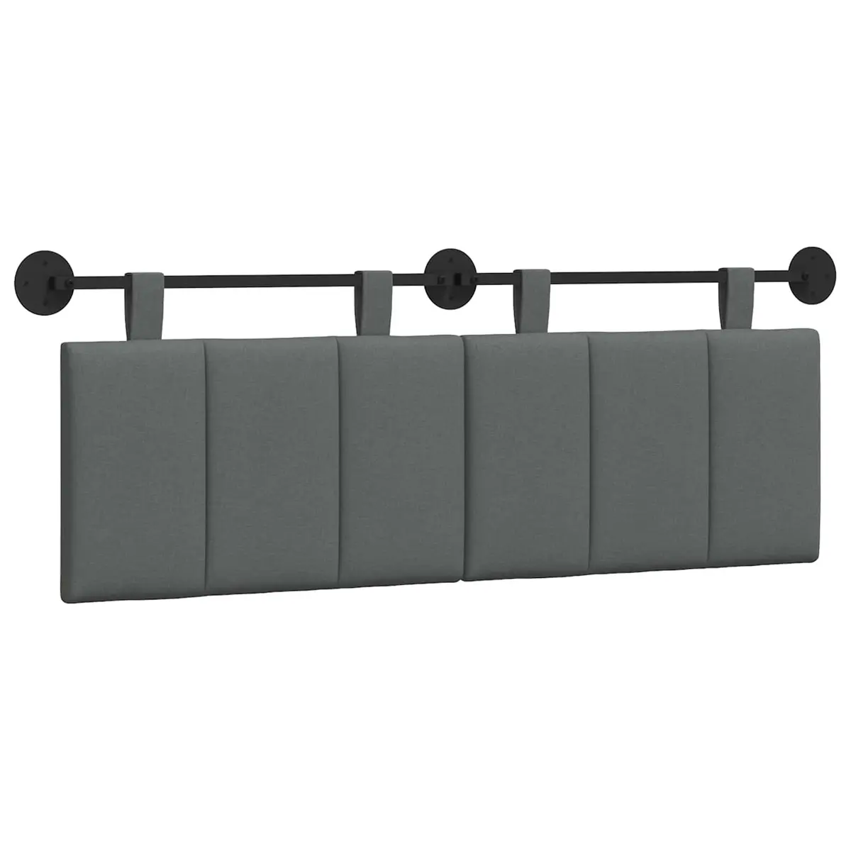 Hanging Headboard Wall-Mounted Upholstered Bed Grey Fabric Bedroom Furniture
