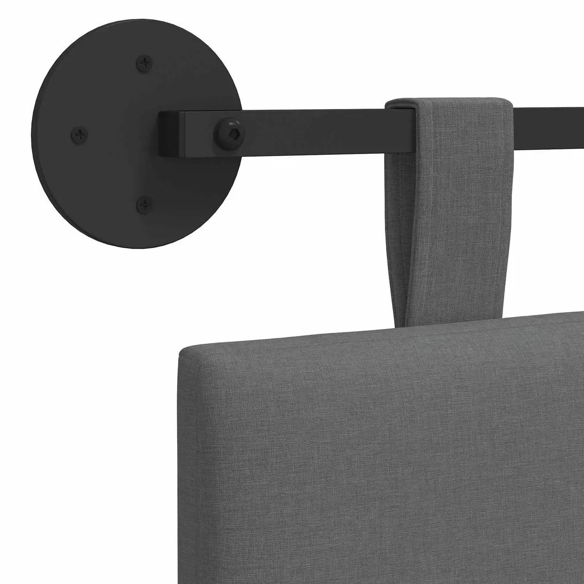 Upholstered Wall Mounted Headboard in Modern Grey Stripes