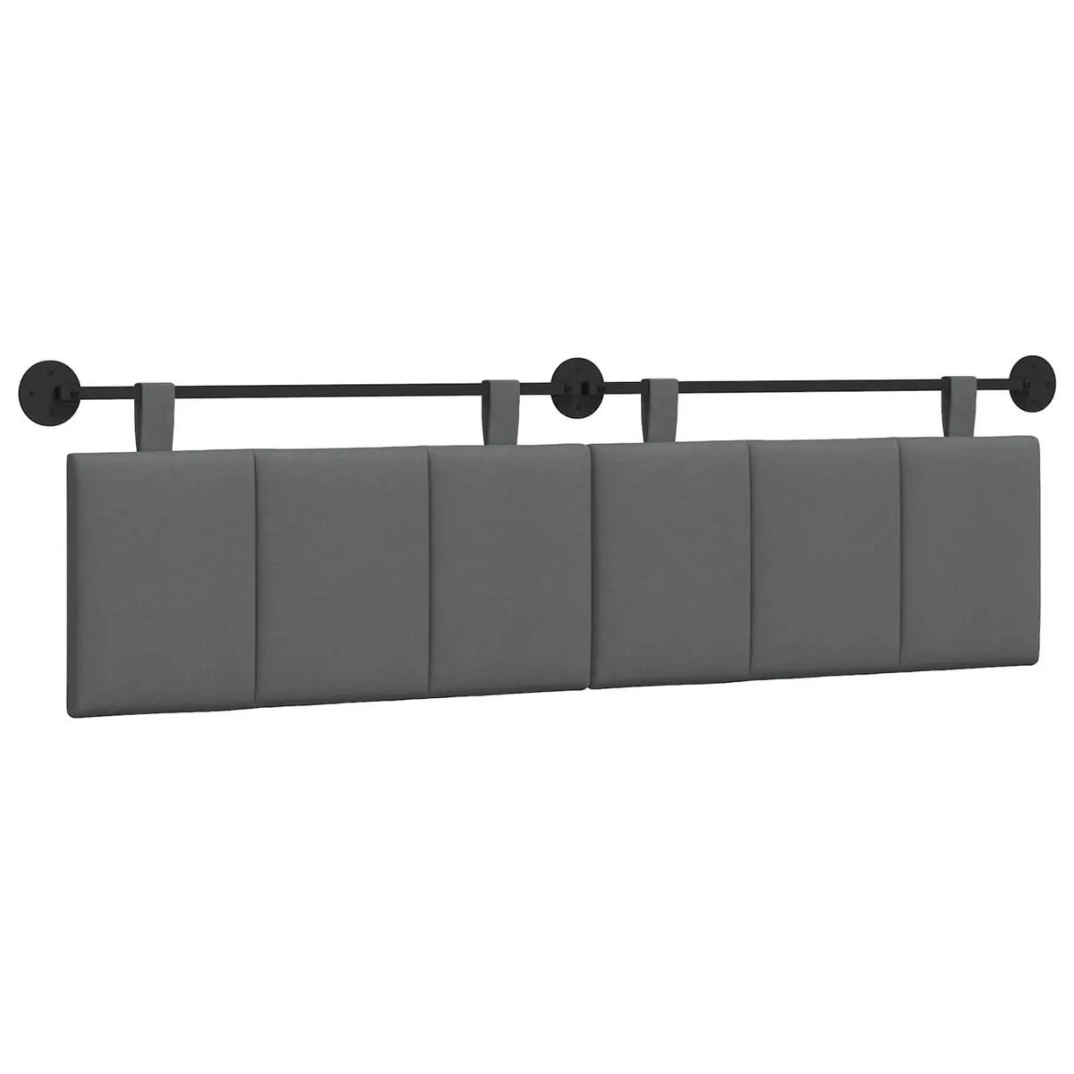 Upholstered Wall-Mounted Headboard in Grey Fabric