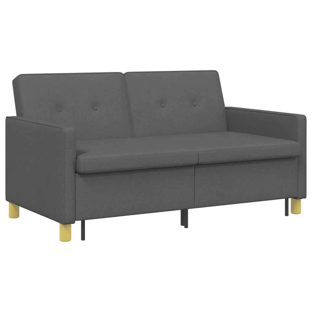 Pull Out Sofa Bed Dark Grey Fabric Adjustable Backrest Foldable Legs Modern