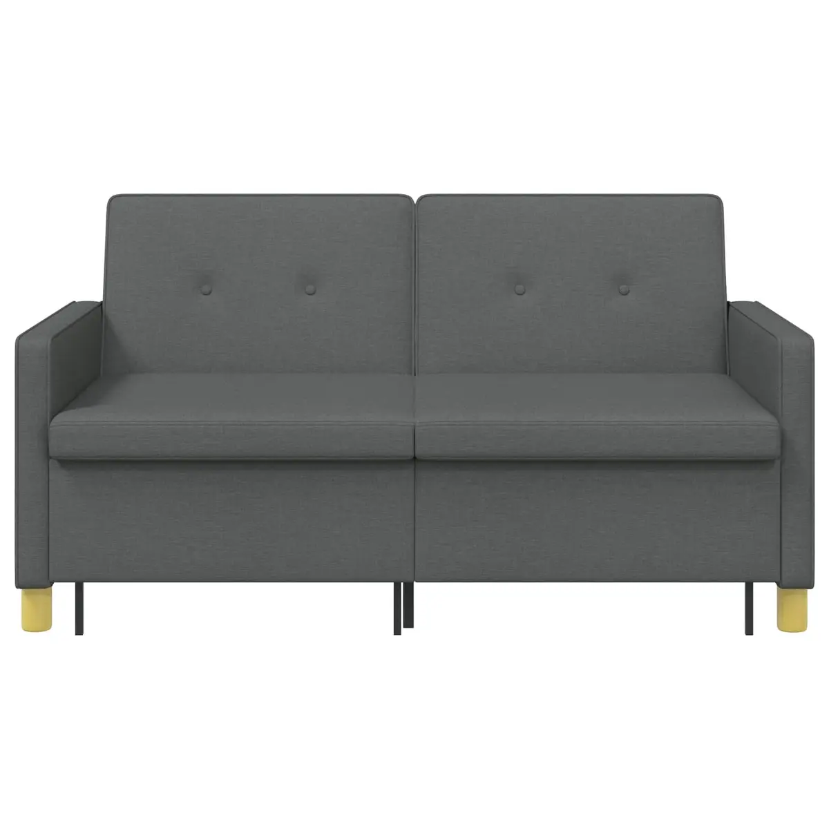 Pull Out Sofa Bed Dark Grey Fabric Adjustable Backrest Foldable Legs Modern