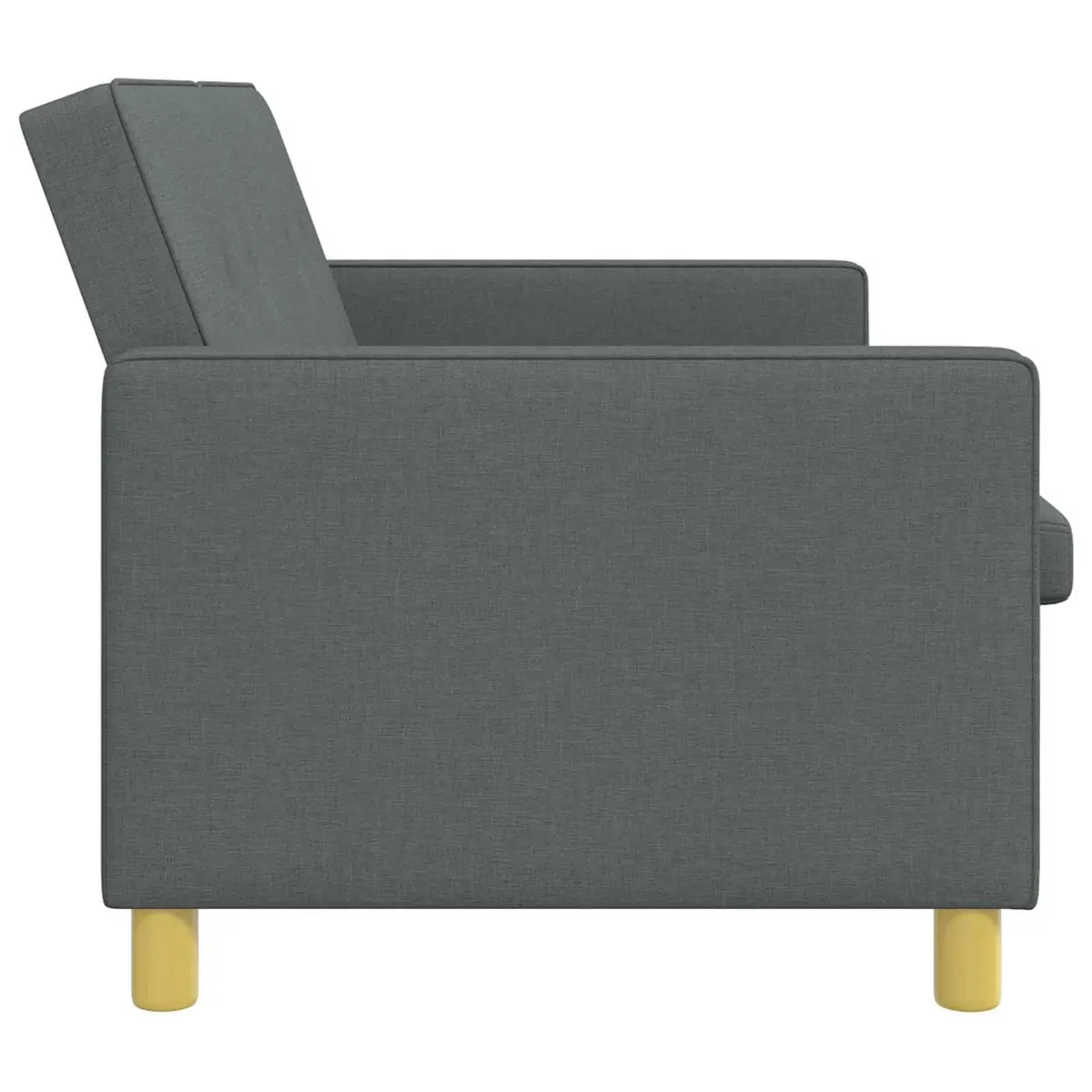 Pull Out Sofa Bed Dark Grey Fabric Adjustable Backrest Foldable Legs Modern