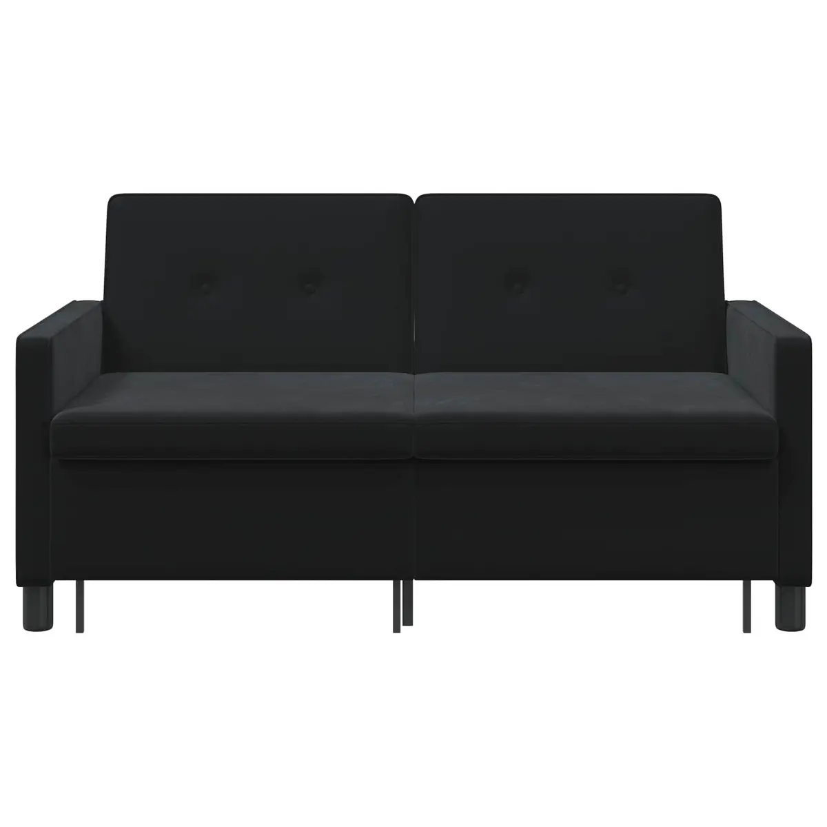 Sofa Bed Black Fabric Compact Modern Adjustable Backrest Pull-Out Mechanism