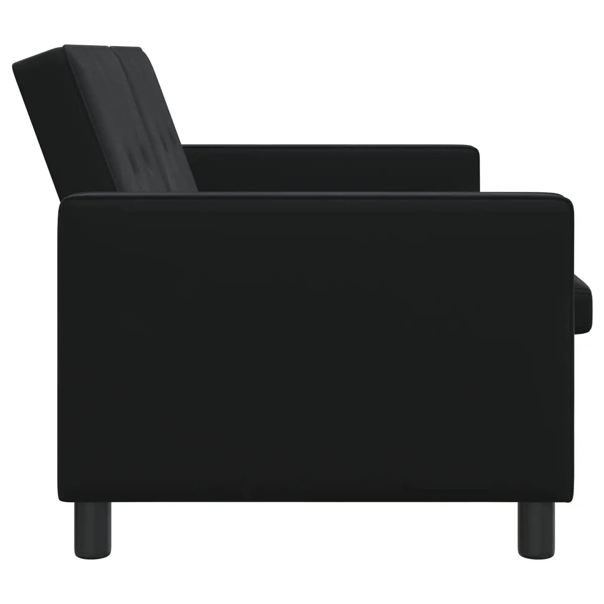Sofa Bed Black Fabric Compact Modern Adjustable Backrest Pull-Out Mechanism
